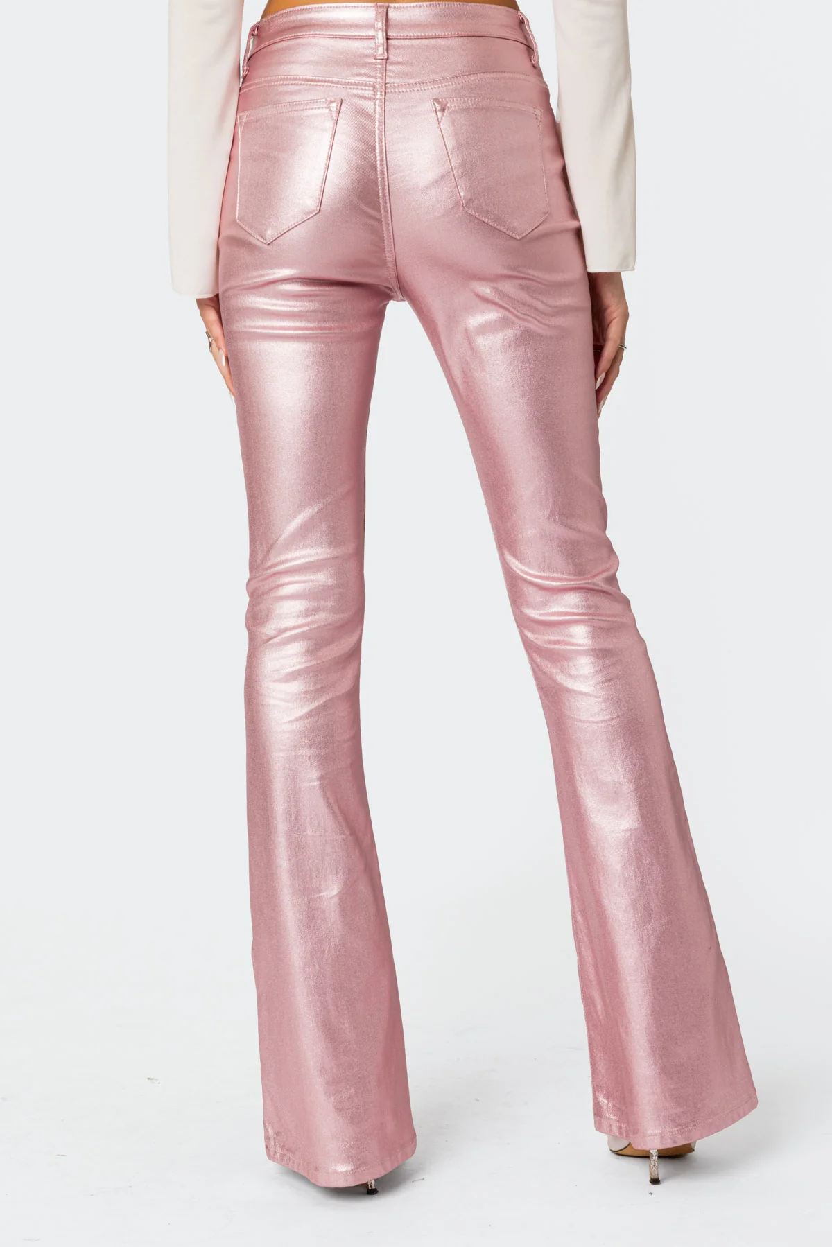 Luna Faux Leather Mid Rise Flared Jeans - Image 5