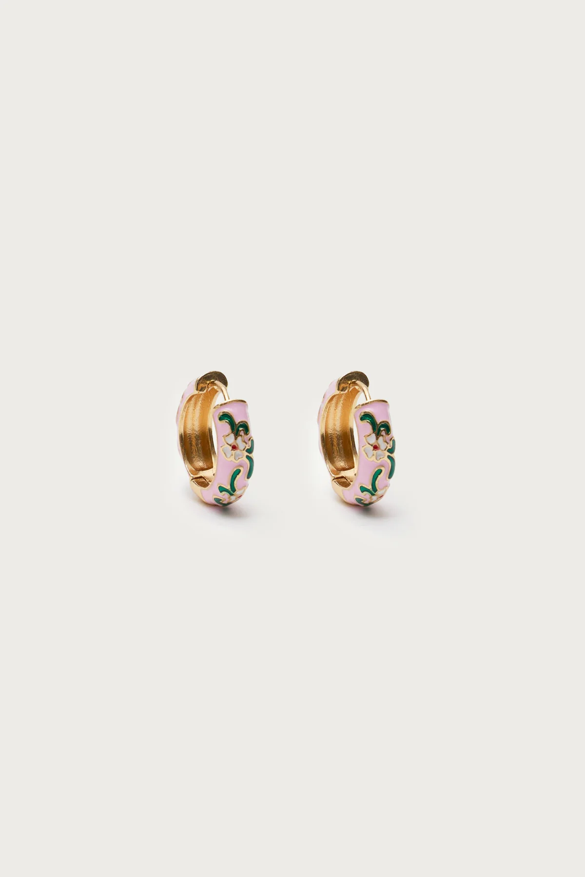 Vintage Floral Hoop Earrings - Image 2