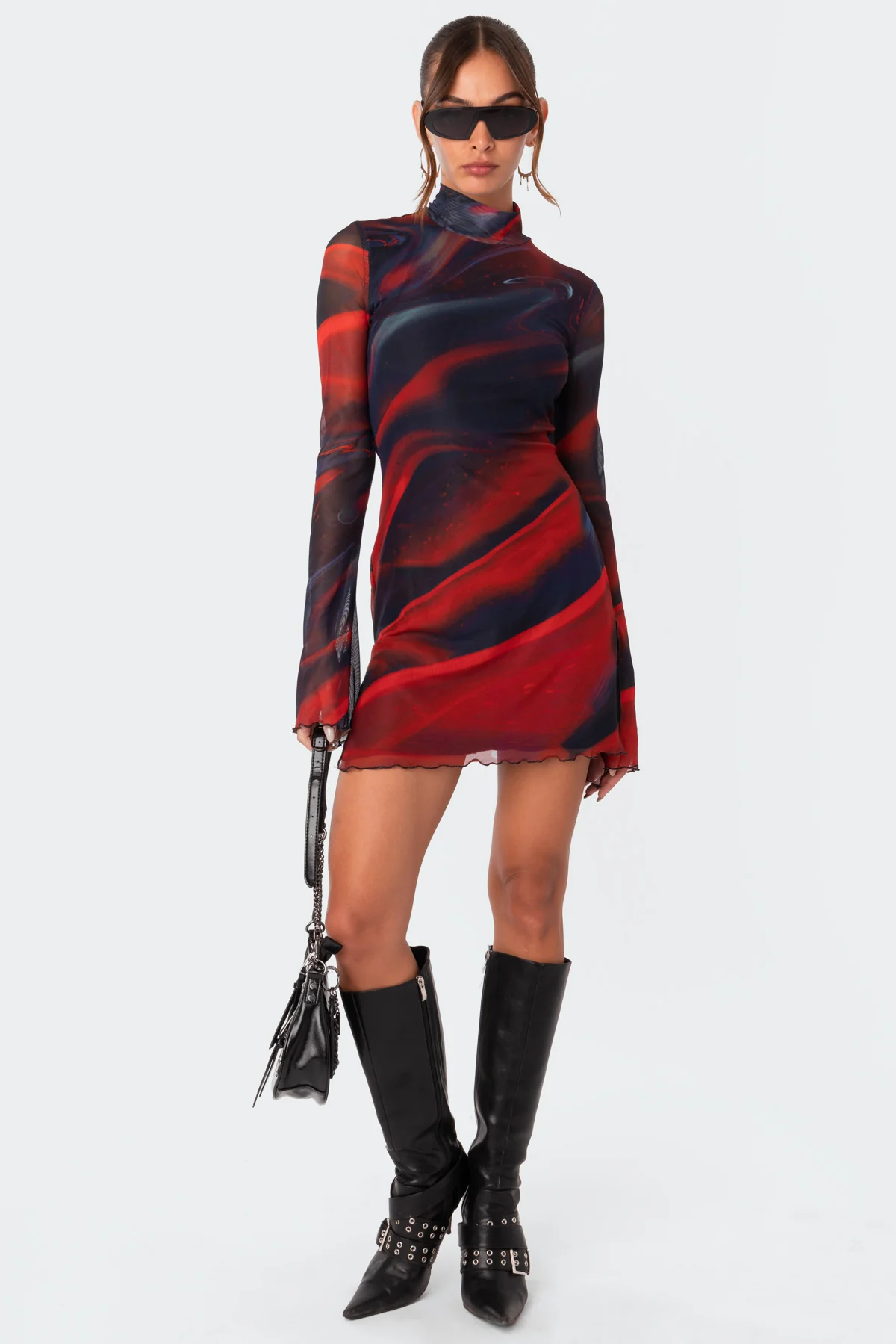 Sparks Fly Side Slitted Mesh Mini Dress - Image 5