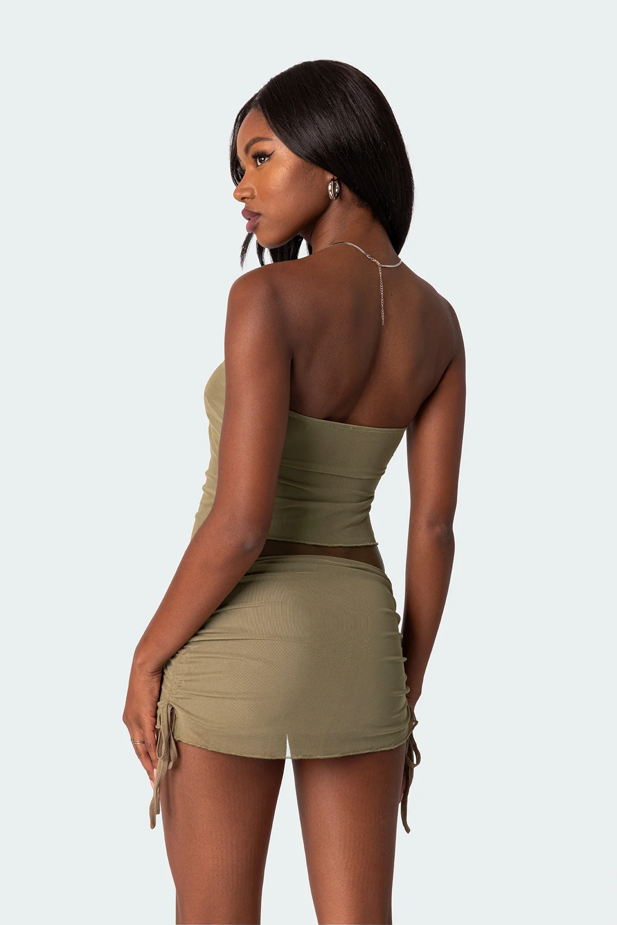 Joy Asymmetric Sheer Mesh Tube Top - Image 3