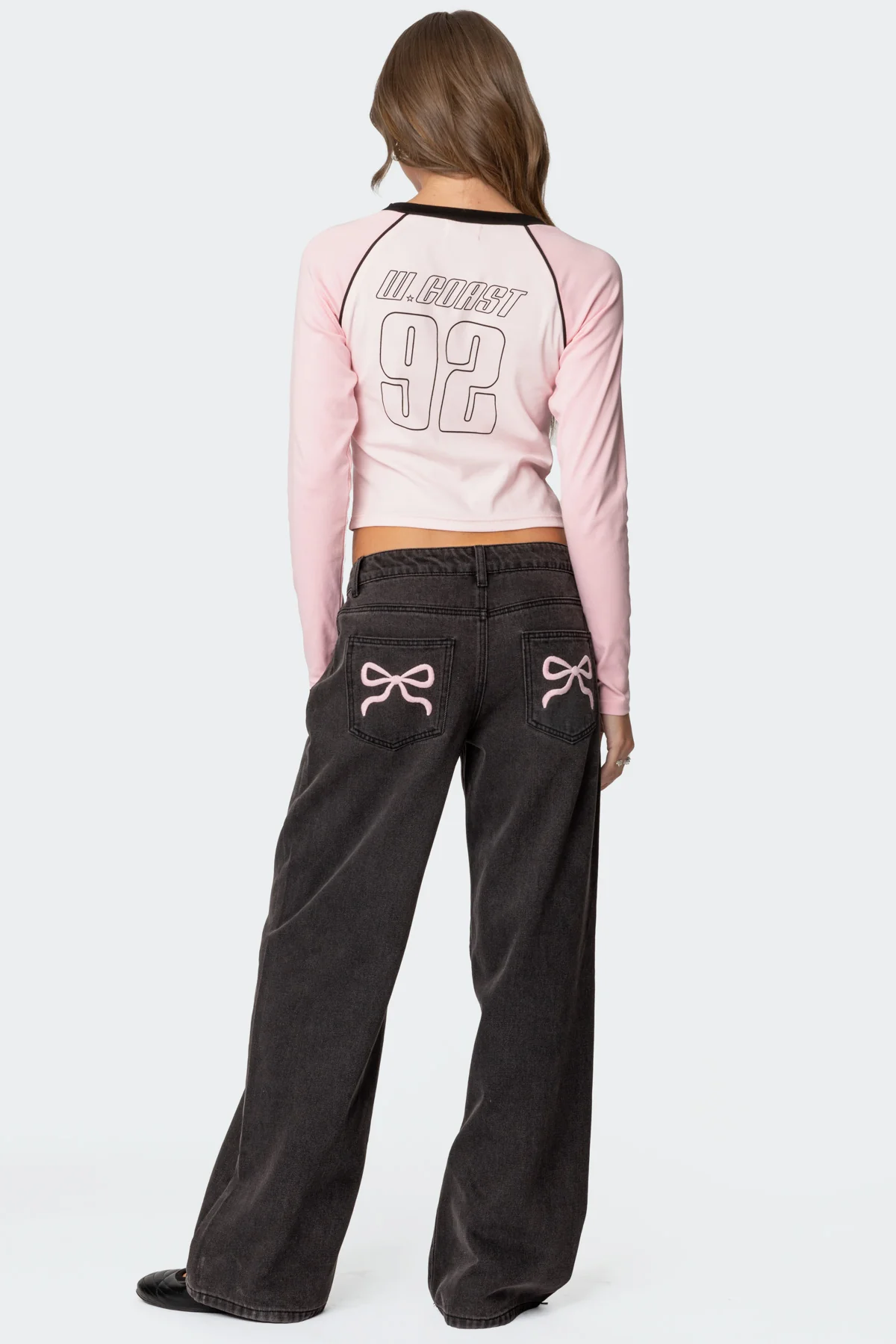 Bow Pocket Low Rise Baggy Jeans