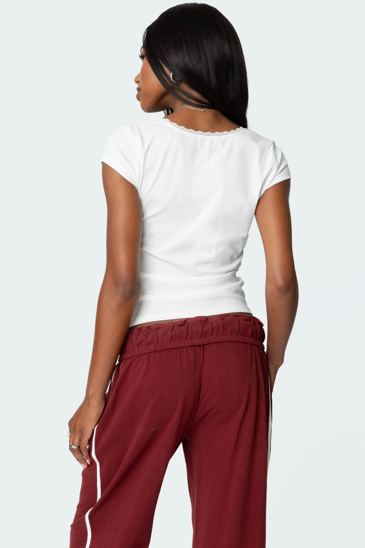 Priscilla Lace Trim T Shirt - Image 5