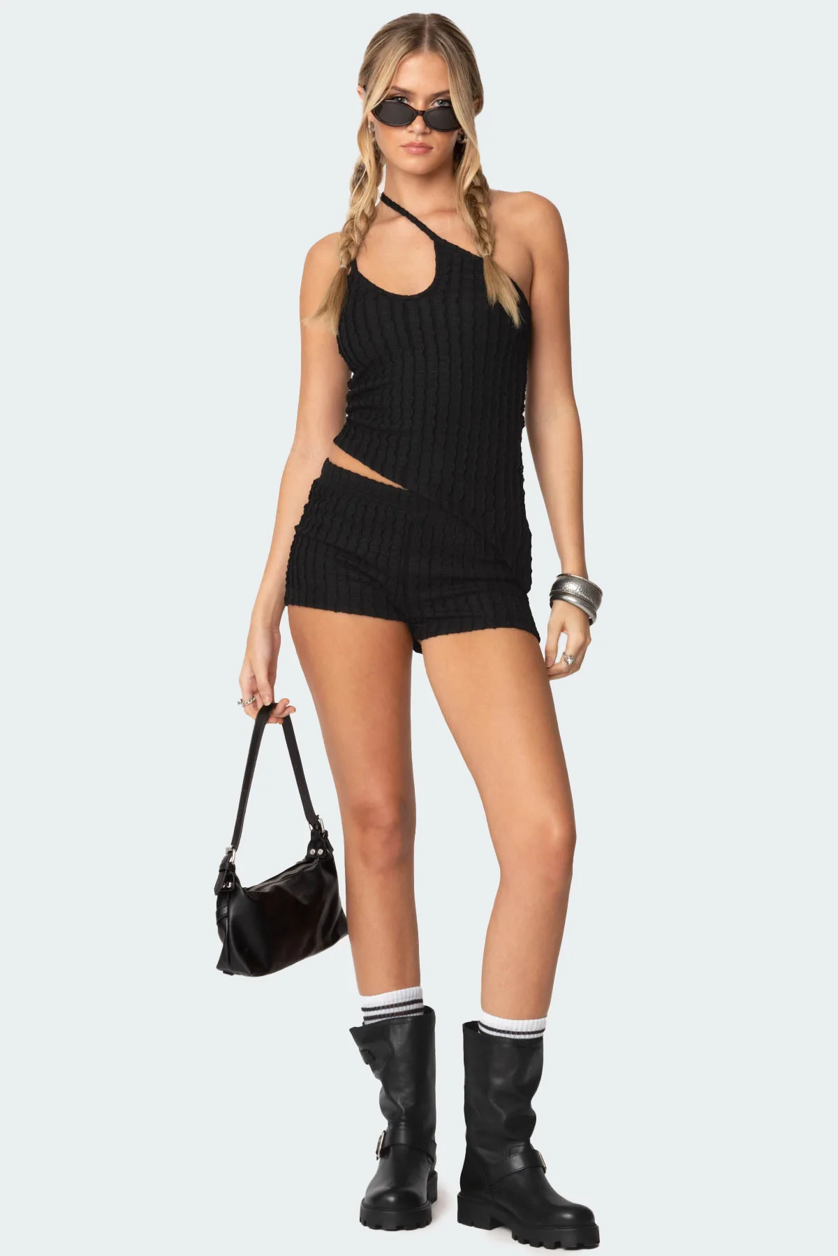 Phoebe Asymmetric Textured Knit Top - Image 2