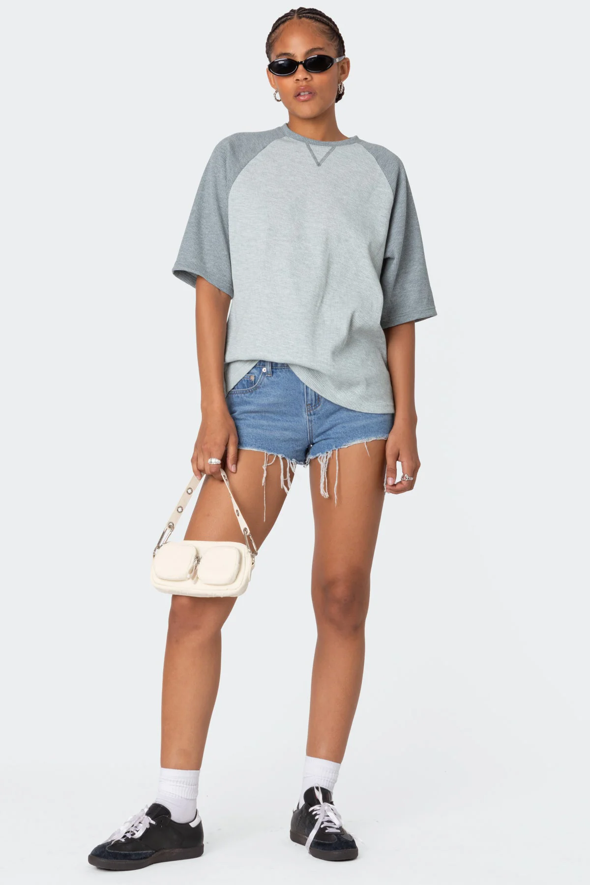 Oversized Raglan Waffle T Shirt - Image 2