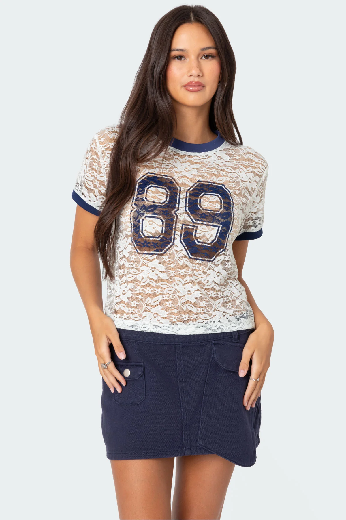 89 Sheer Lace T Shirt