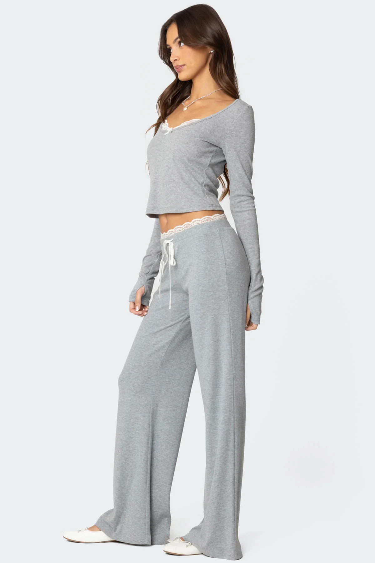 Peekaboo Lace Long Sleeve Top - Image 5