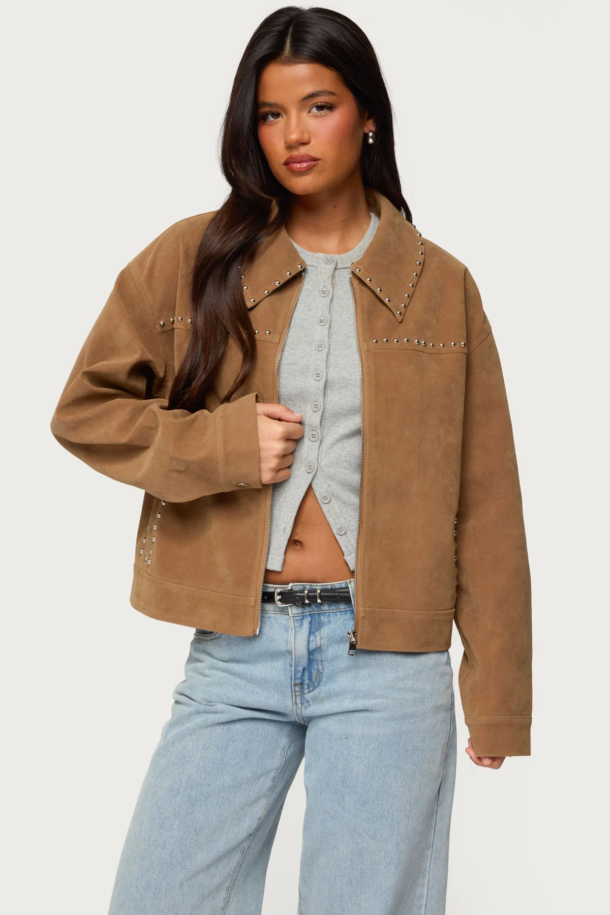 Memphis Studded Faux Suede Jacket - Image 2