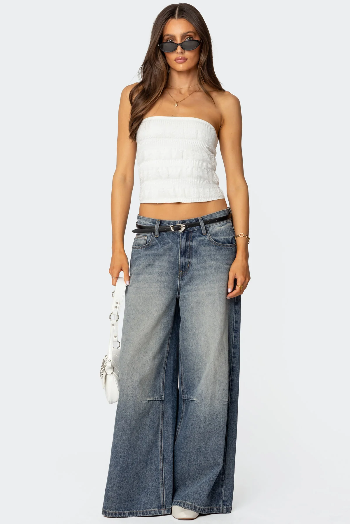 Georgette Lacey Ruffle Tube Top - Image 2