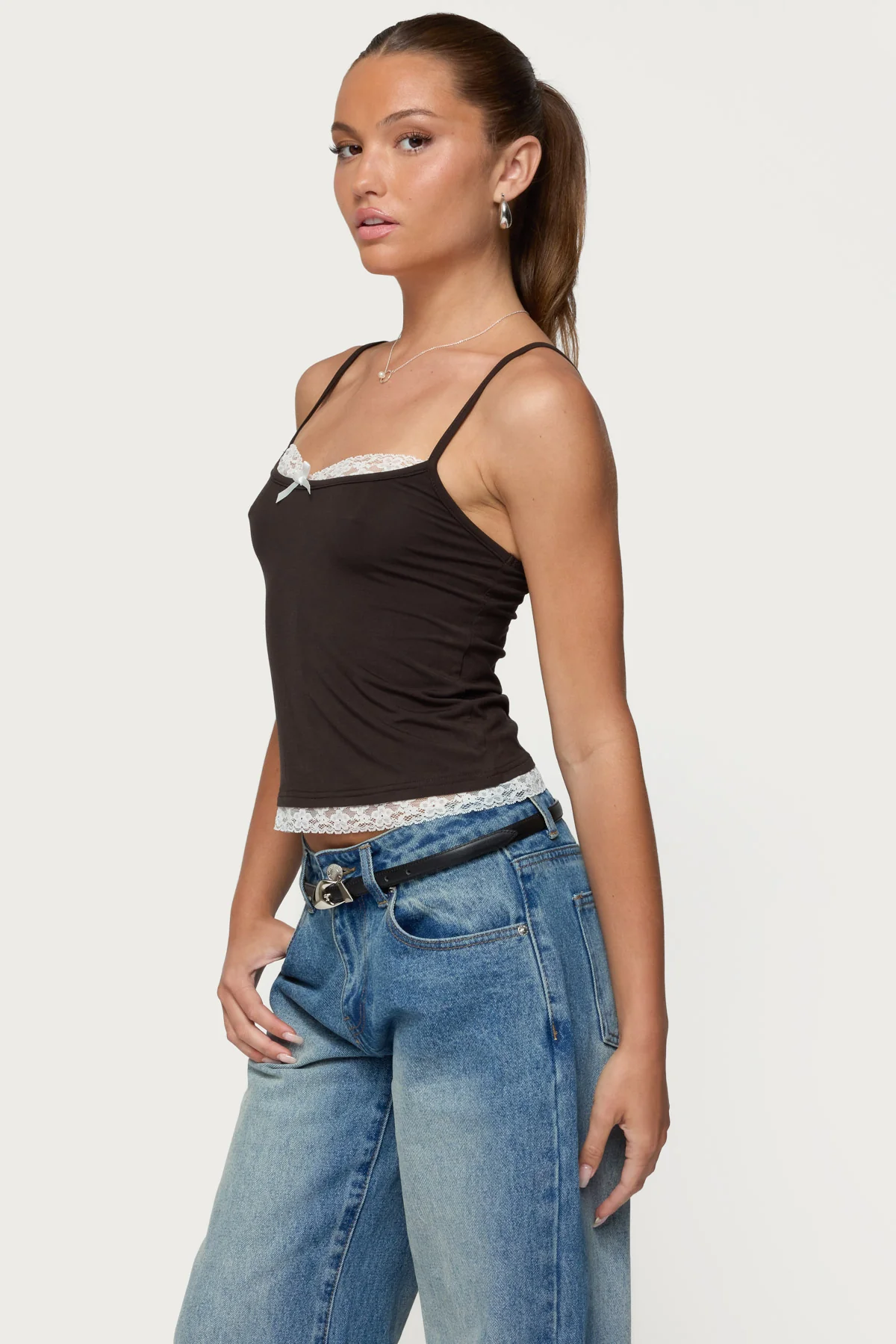 Adriel Contrast Lacey Tank Top - Image 3