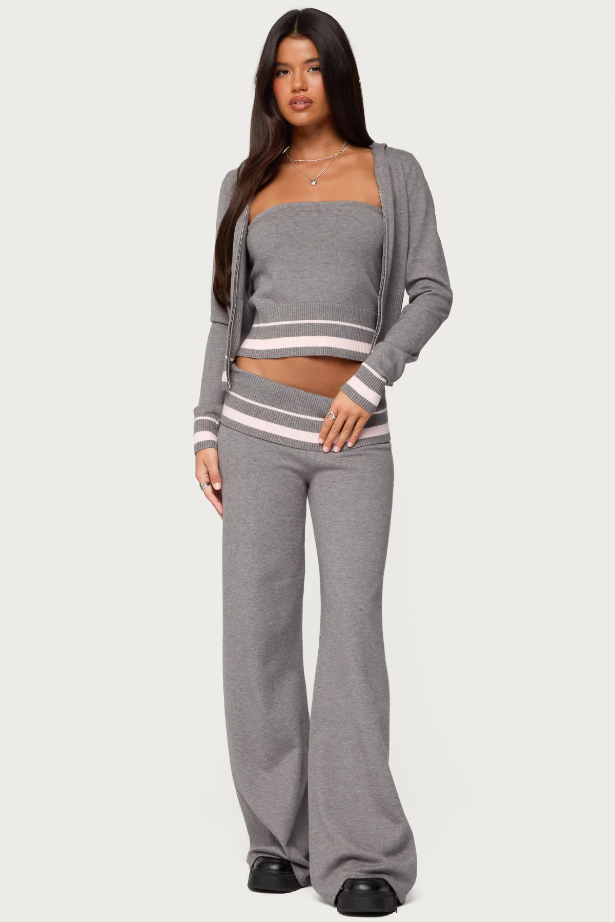 Kaliya Stripey Foldover Knit Pants - Image 5