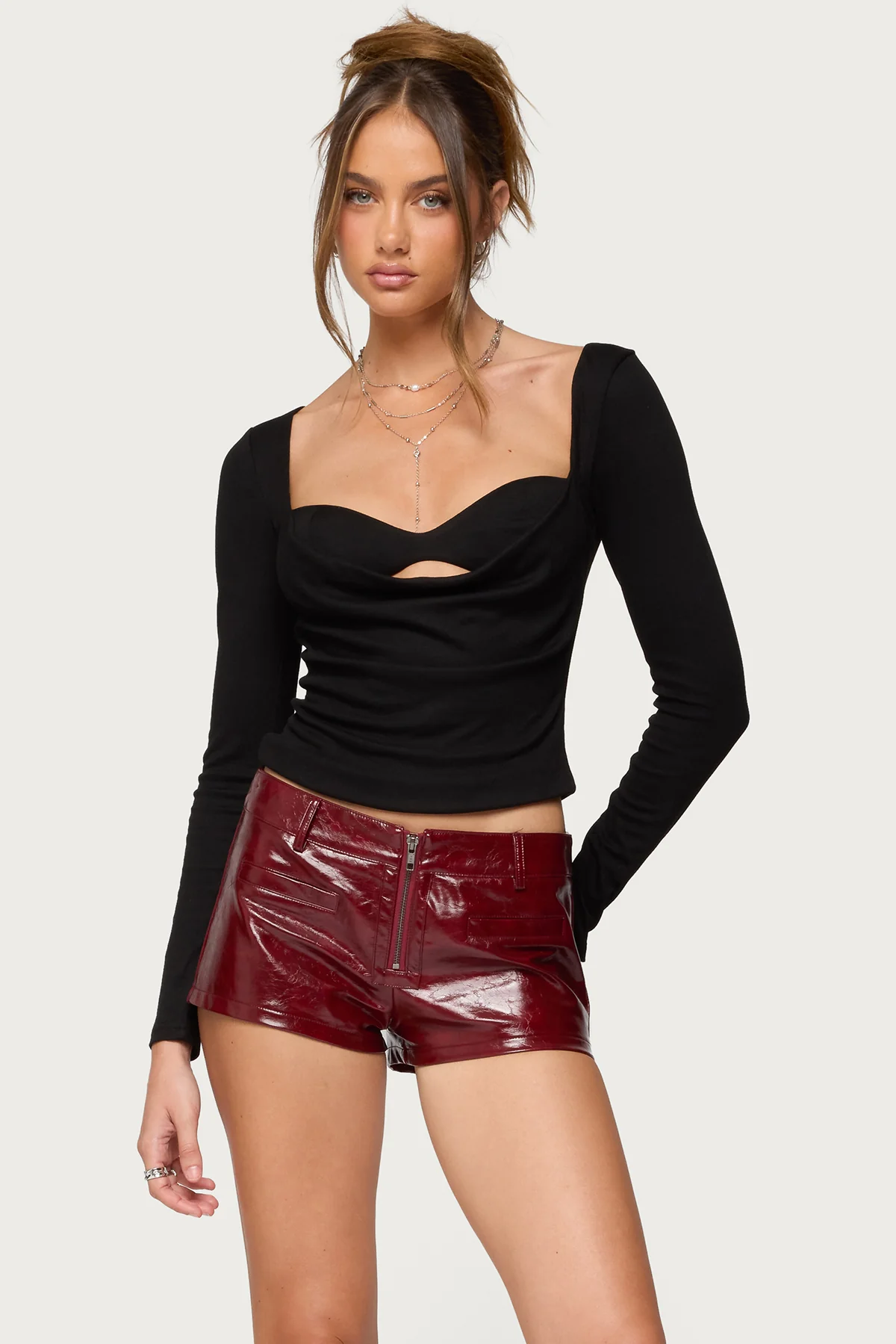 Oaklyn Layered Bra Cowl Neck Top