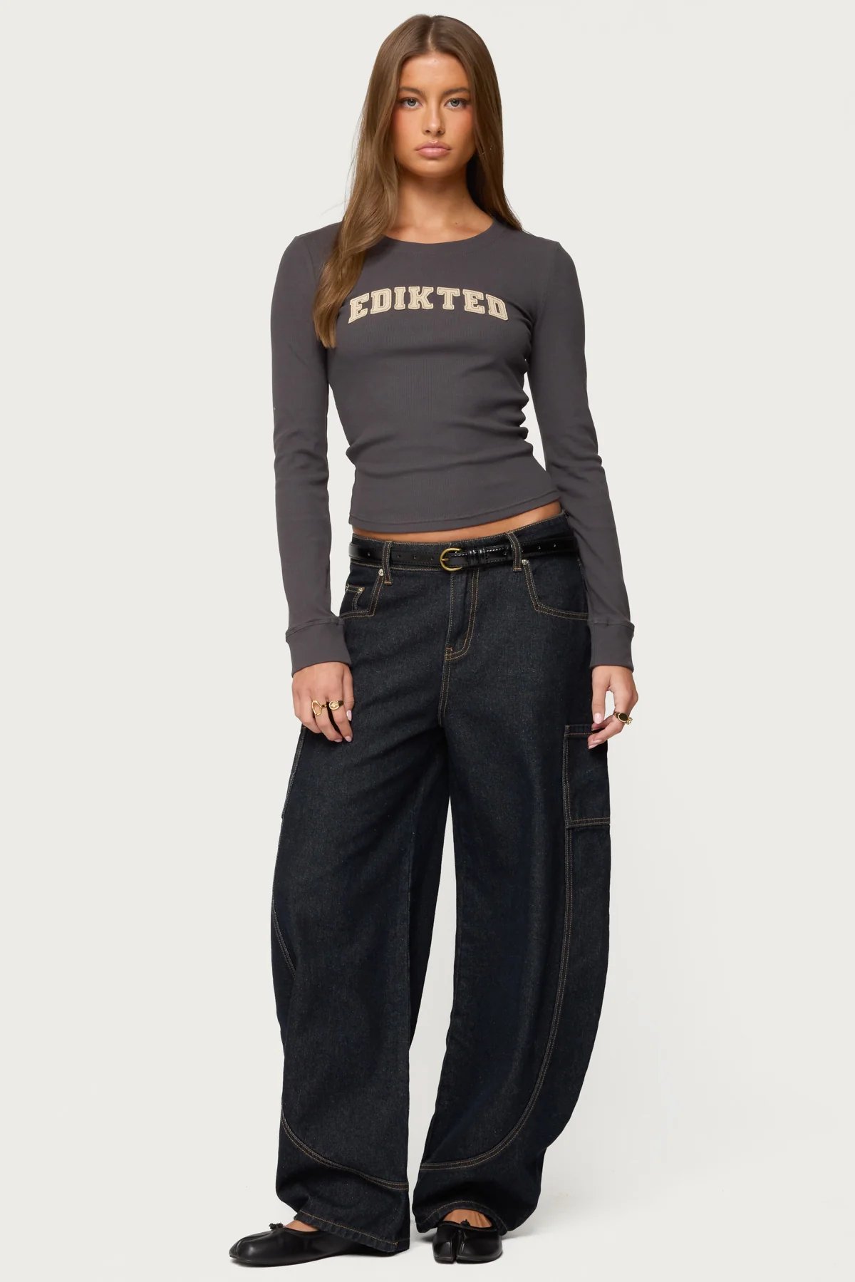 Essential Edikted Ribbed T Shirt - Image 5