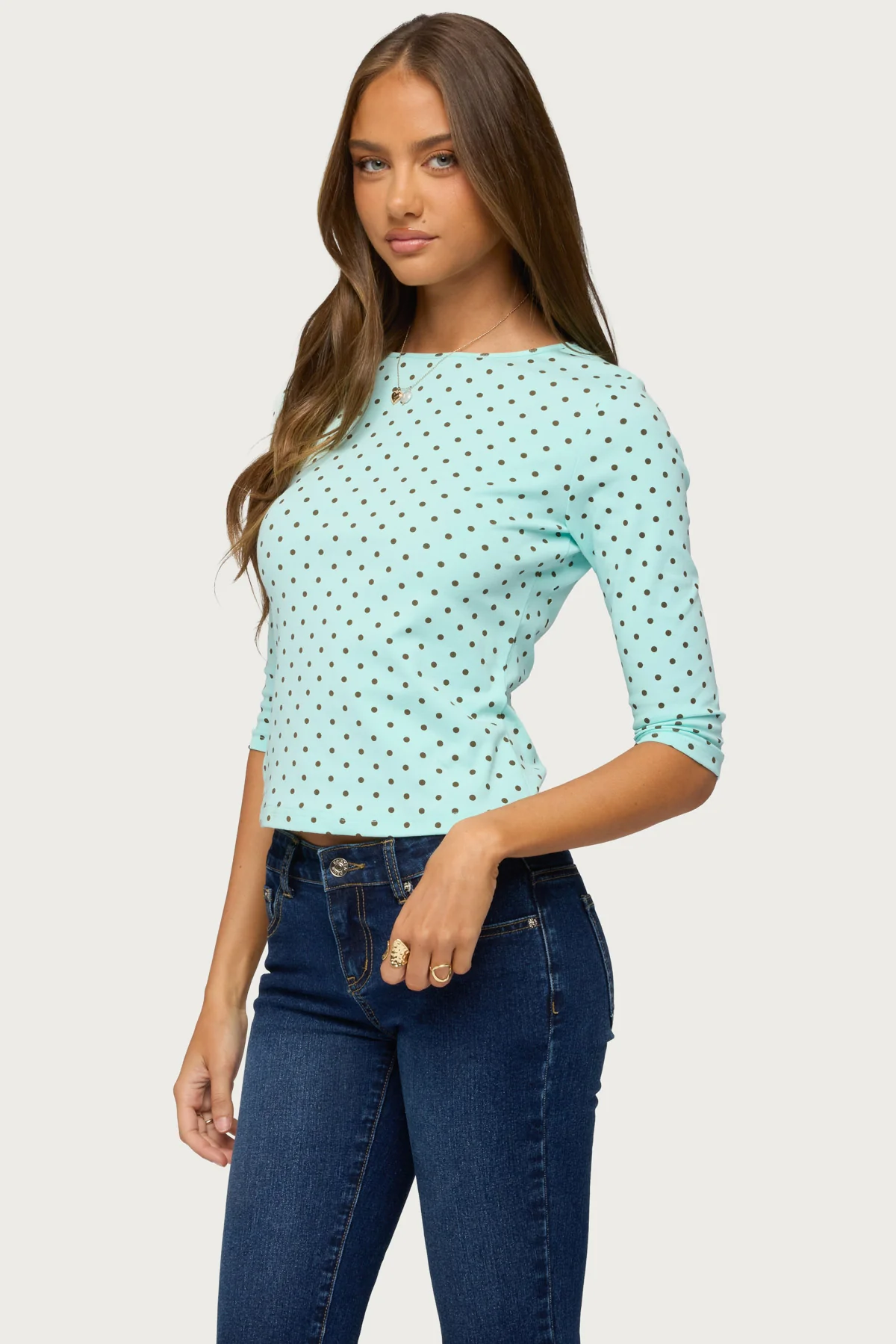 Lela Polka Dot Quarter Sleeve Top - Image 3