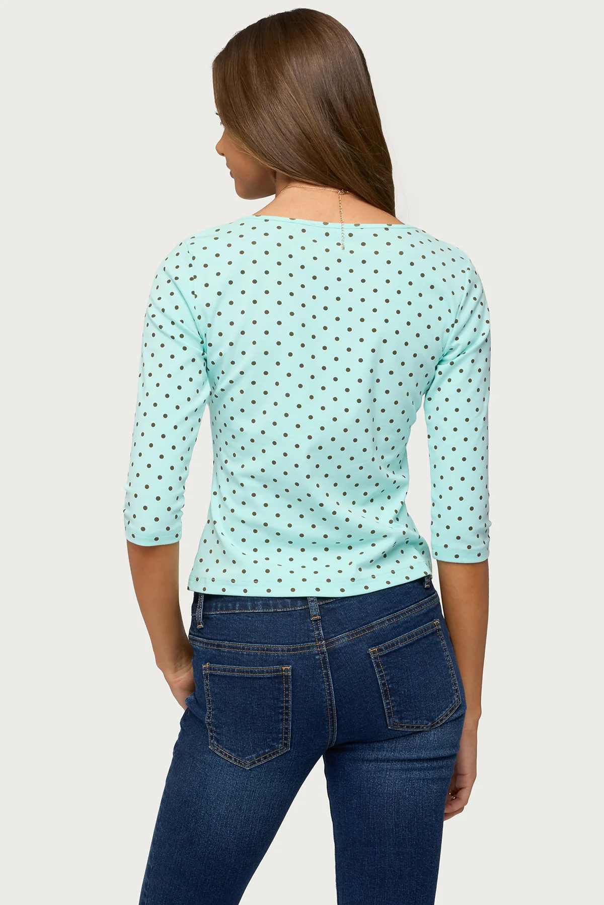 Lela Polka Dot Quarter Sleeve Top - Image 5