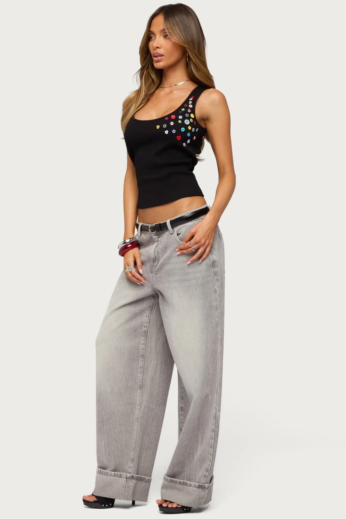 Natash Mixed Button Tank Top - Image 5
