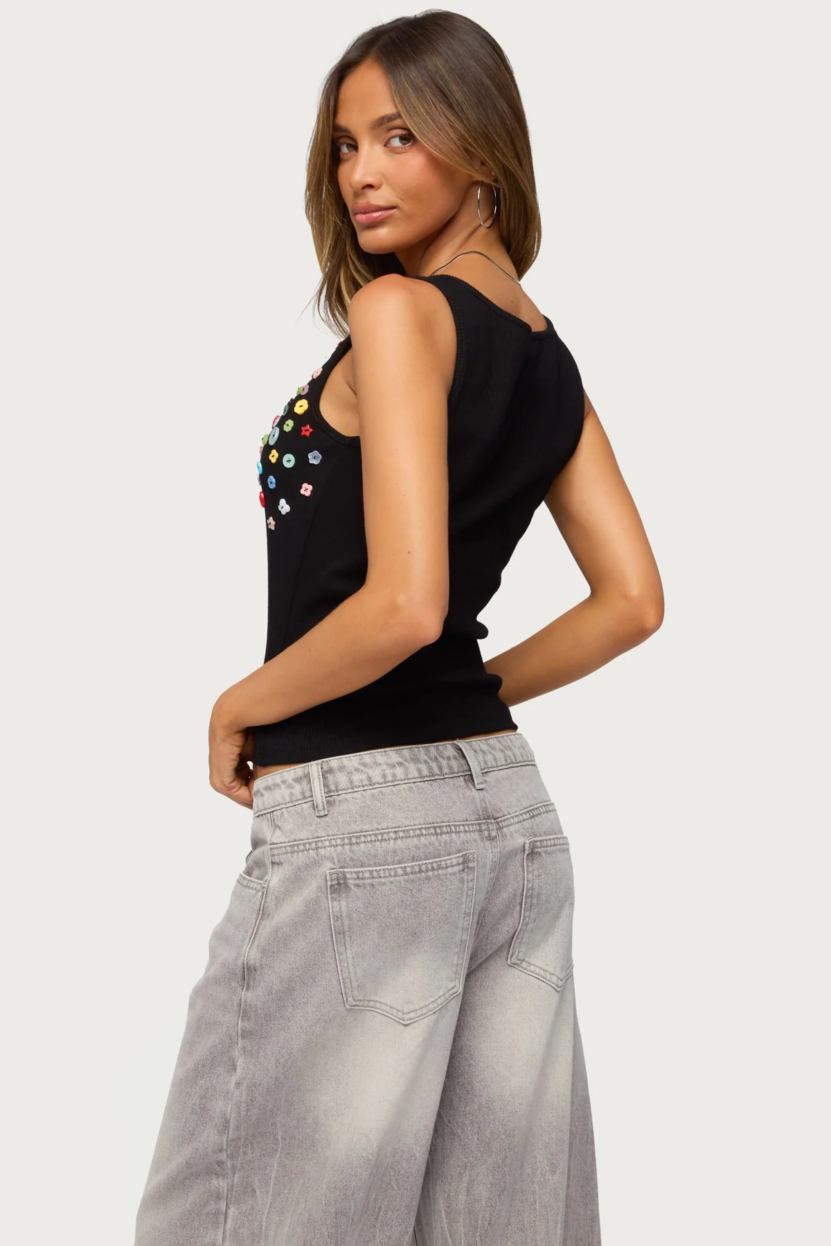 Natash Mixed Button Tank Top - Image 6