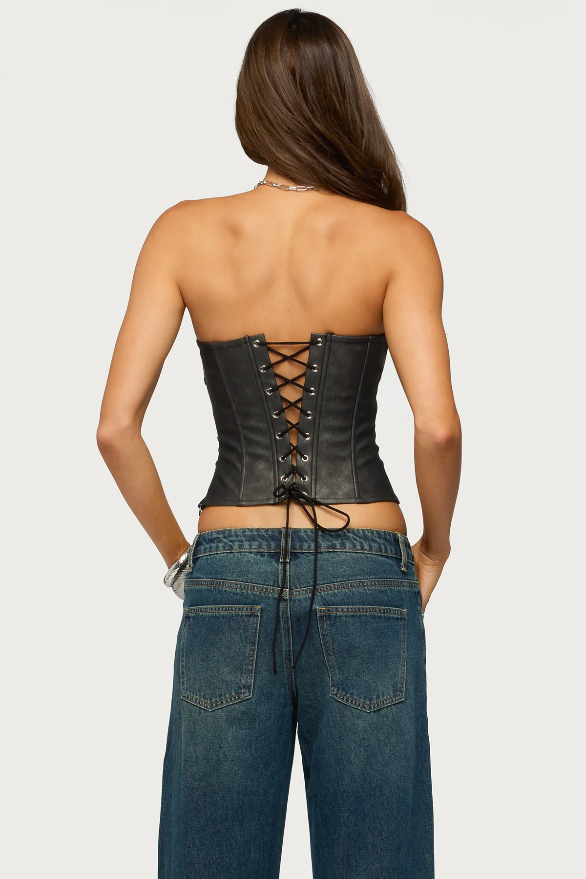 Izara Studded Faux Leather Corset - Image 5
