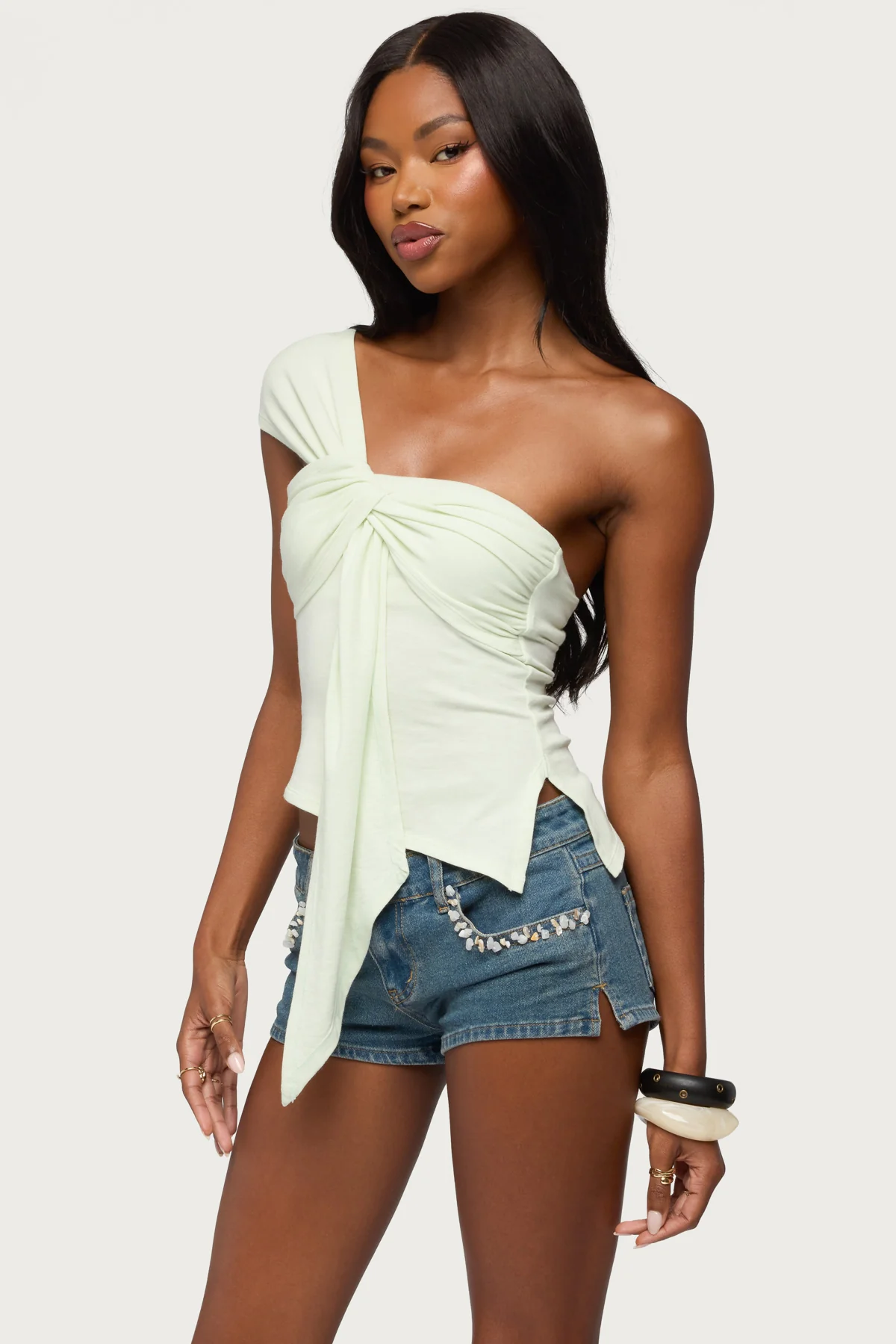 Zoie Draped Tie One Shoulder Top - Image 3