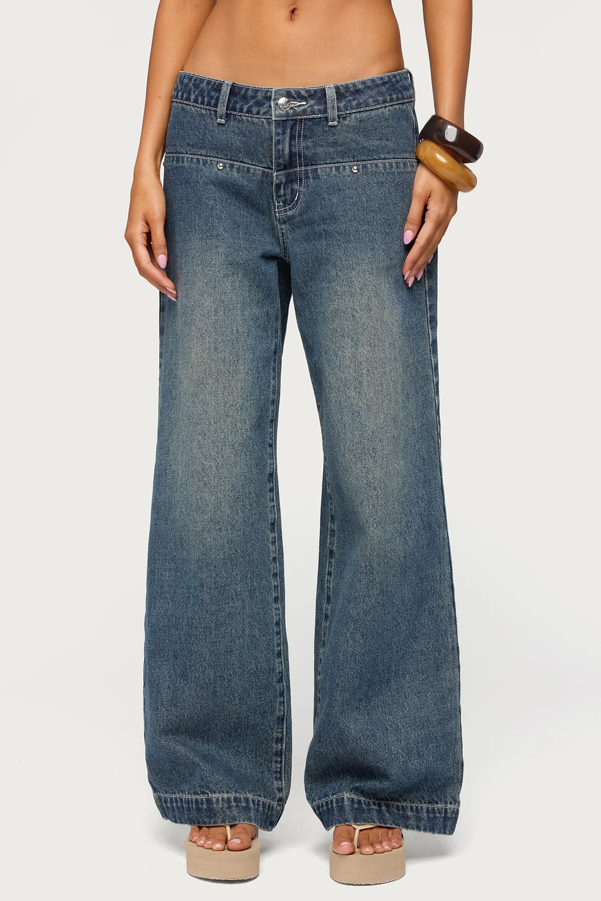 Wyn Studded Low Rise Baggy Jeans - Image 2