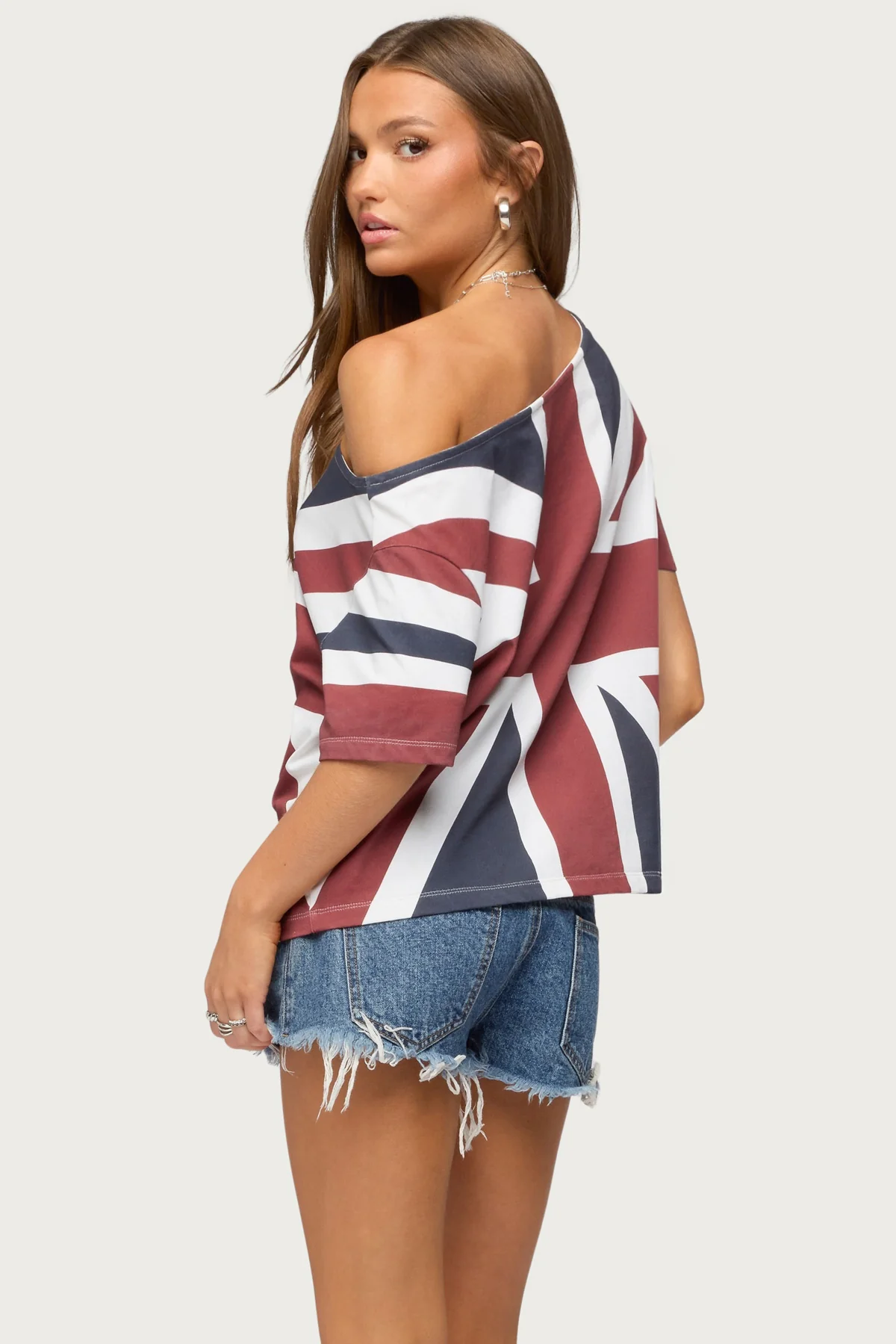 Union Jack Off Shoulder T Shirt - Image 5